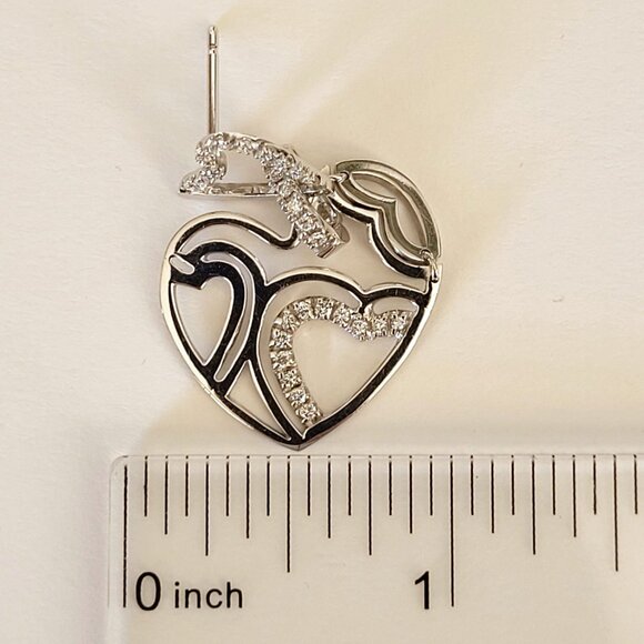 Roberto Coin 18K White Gold Sculpted Heart Diamond Drop Earrings - Picture 7 of 12